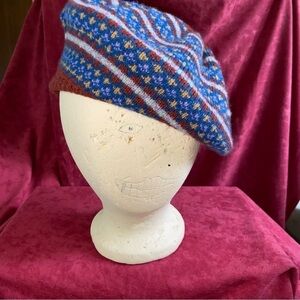 Robert Mackie, 100% wool beret from Scotland. Lively colors from acclaimed mill.